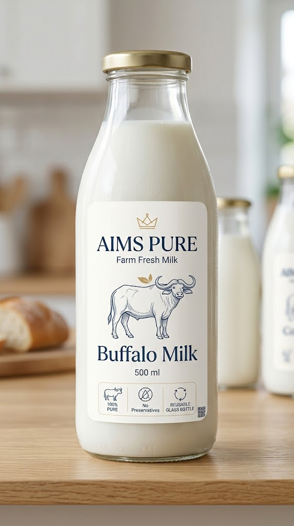 AIMS PURE Buffalo Milk 500 ml glass bottle